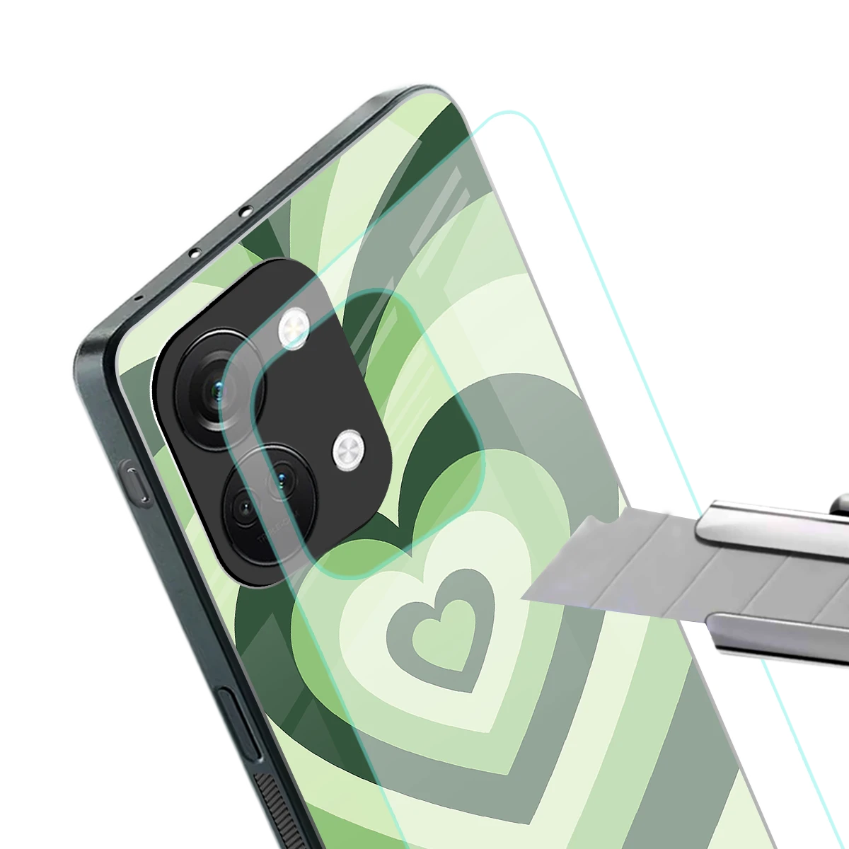 Y2K Green Hearts stylish phone case for oneplus nord 3 | glossy glass and slim fit
