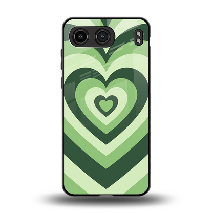 Y2K Green Hearts back phone cover | glass case for oneplus nord 4
