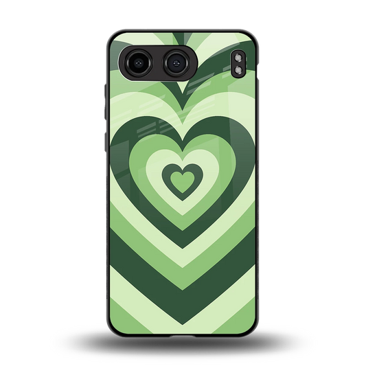 Y2K Green Hearts back phone cover | glass case for oneplus nord 4