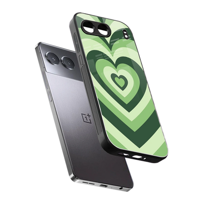 Y2K Green Hearts sleek oneplus nord 4 cover with tempered glass back and TPU edges