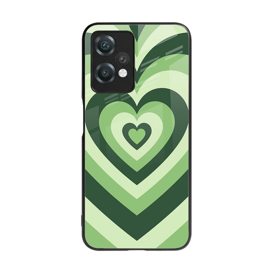 Y2K Green Hearts back phone cover | glass case for oneplus nord ce 2 lite