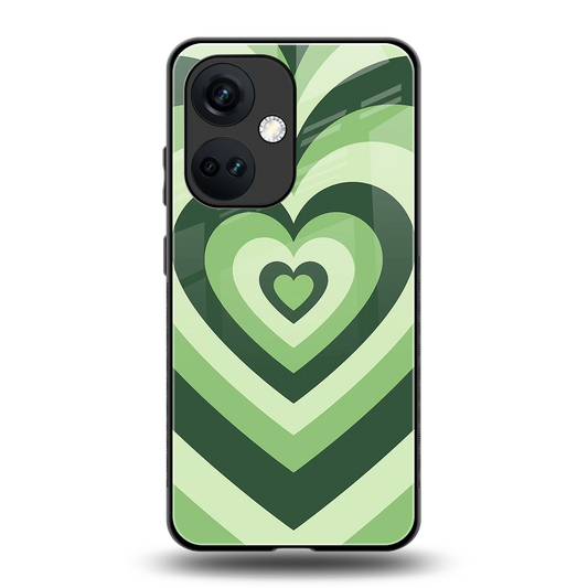 Y2K Green Hearts back phone cover | glass case for oneplus nord ce 3