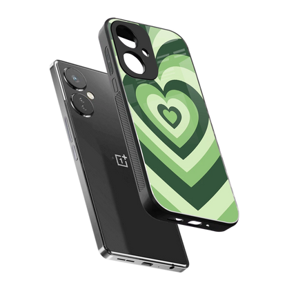 Y2K Green Hearts sleek oneplus nord ce 3 cover with tempered glass back and TPU edges