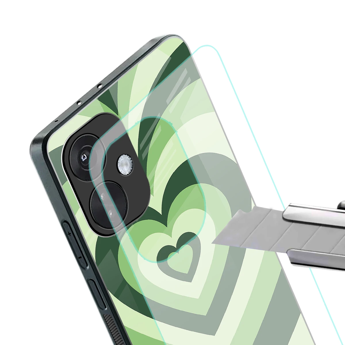 Y2K Green Hearts stylish phone case for oneplus nord ce 3 | glossy glass and slim fit