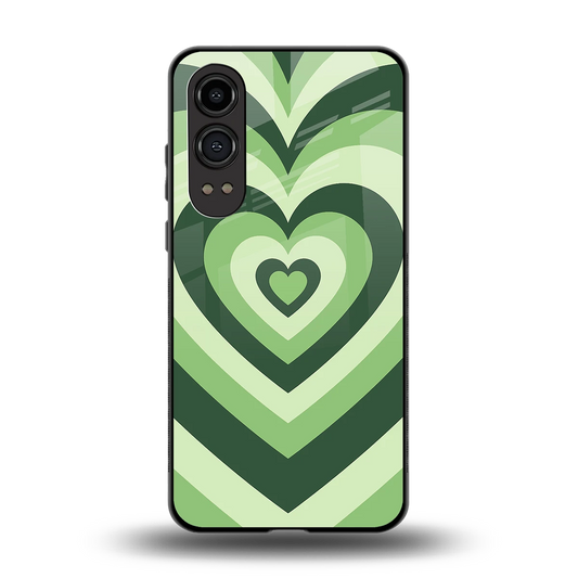 Y2K Green Hearts back phone cover | glass case for oneplus nord ce 4 lite