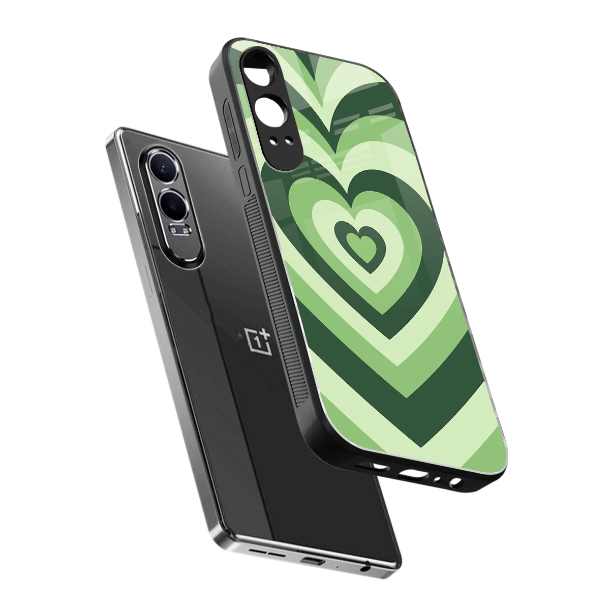 Y2K Green Hearts sleek oneplus nord ce 4 lite cover with tempered glass back and TPU edges