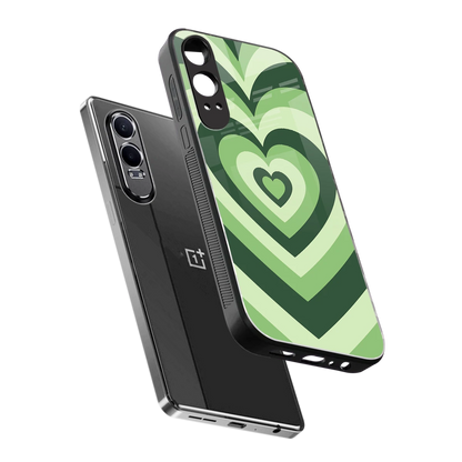 Y2K Green Hearts sleek oneplus nord ce 4 lite cover with tempered glass back and TPU edges