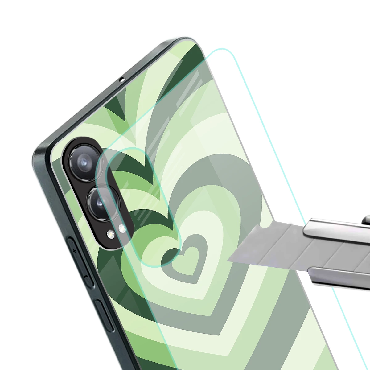 Y2K Green Hearts stylish phone case for oneplus nord ce 4 lite | glossy glass and slim fit