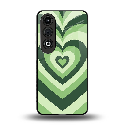 Y2K Green Hearts back phone cover | glass case for oneplus nord ce 4