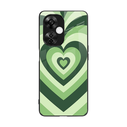 Y2K Green Hearts back phone cover | glass case for oneplus nord ce 3 lite