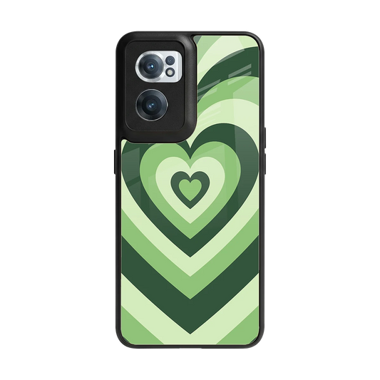 Y2K Green Hearts back phone cover | glass case for oneplus nord ce 2
