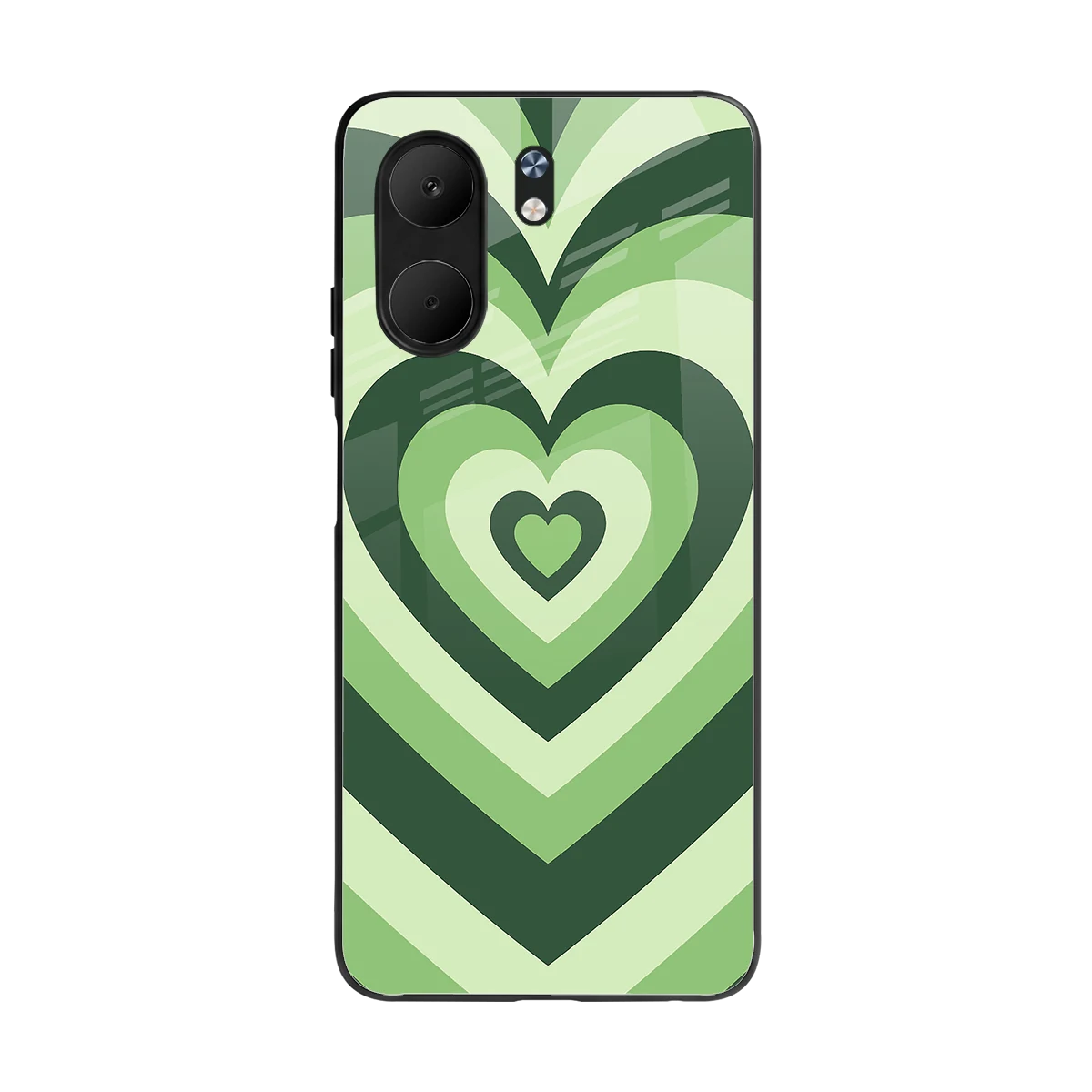 Y2K Green Hearts back phone cover | glass case for oppo a5x 5g