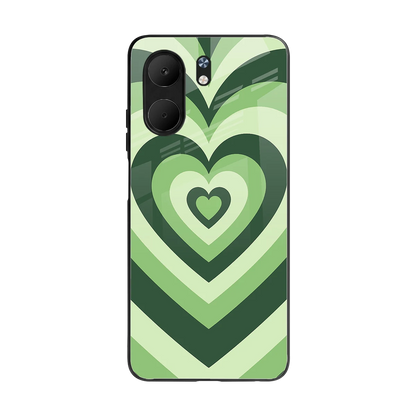 Y2K Green Hearts back phone cover | glass case for oppo a5x 5g