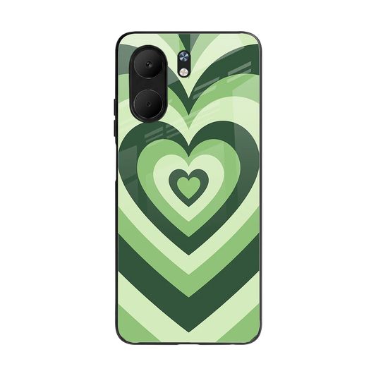 Y2K Green Hearts back phone cover | glass case for oppo a5x 5g
