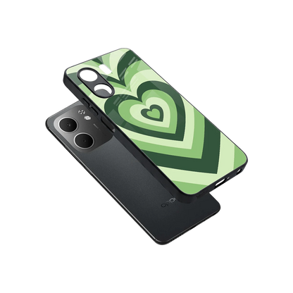 Y2K Green Hearts sleek oppo a5x 5g cover with tempered glass back and TPU edges