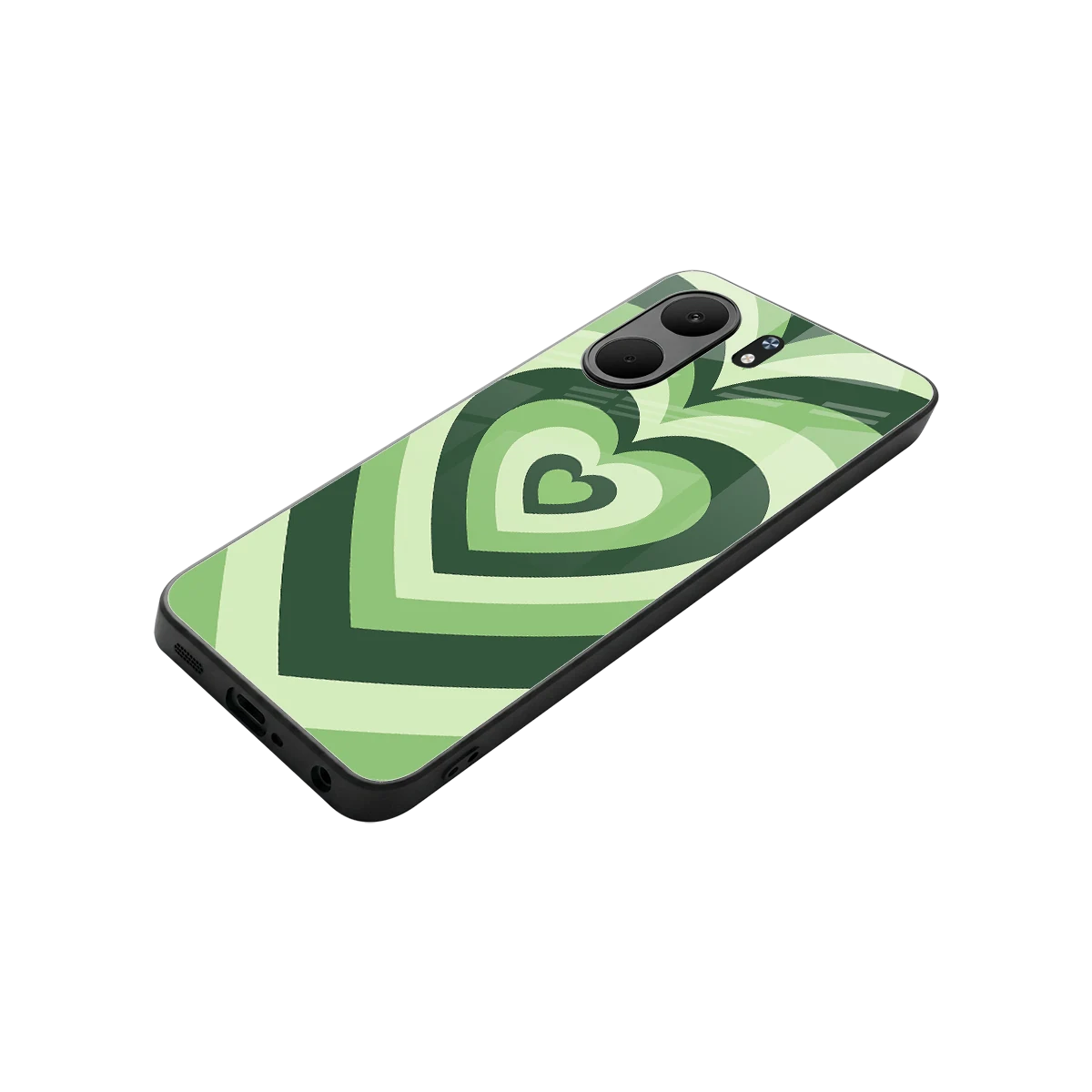 Y2K Green Hearts stylish phone case for oppo a5x 5g | glossy glass and slim fit
