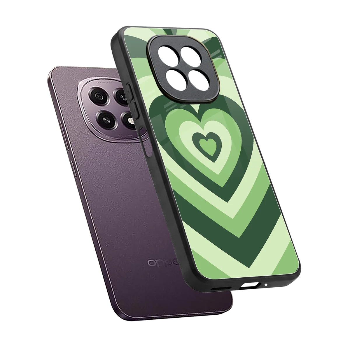 Y2K Green Hearts sleek oppo f29 5g cover with tempered glass back and TPU edges