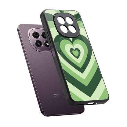Y2K Green Hearts sleek oppo f29 5g cover with tempered glass back and TPU edges