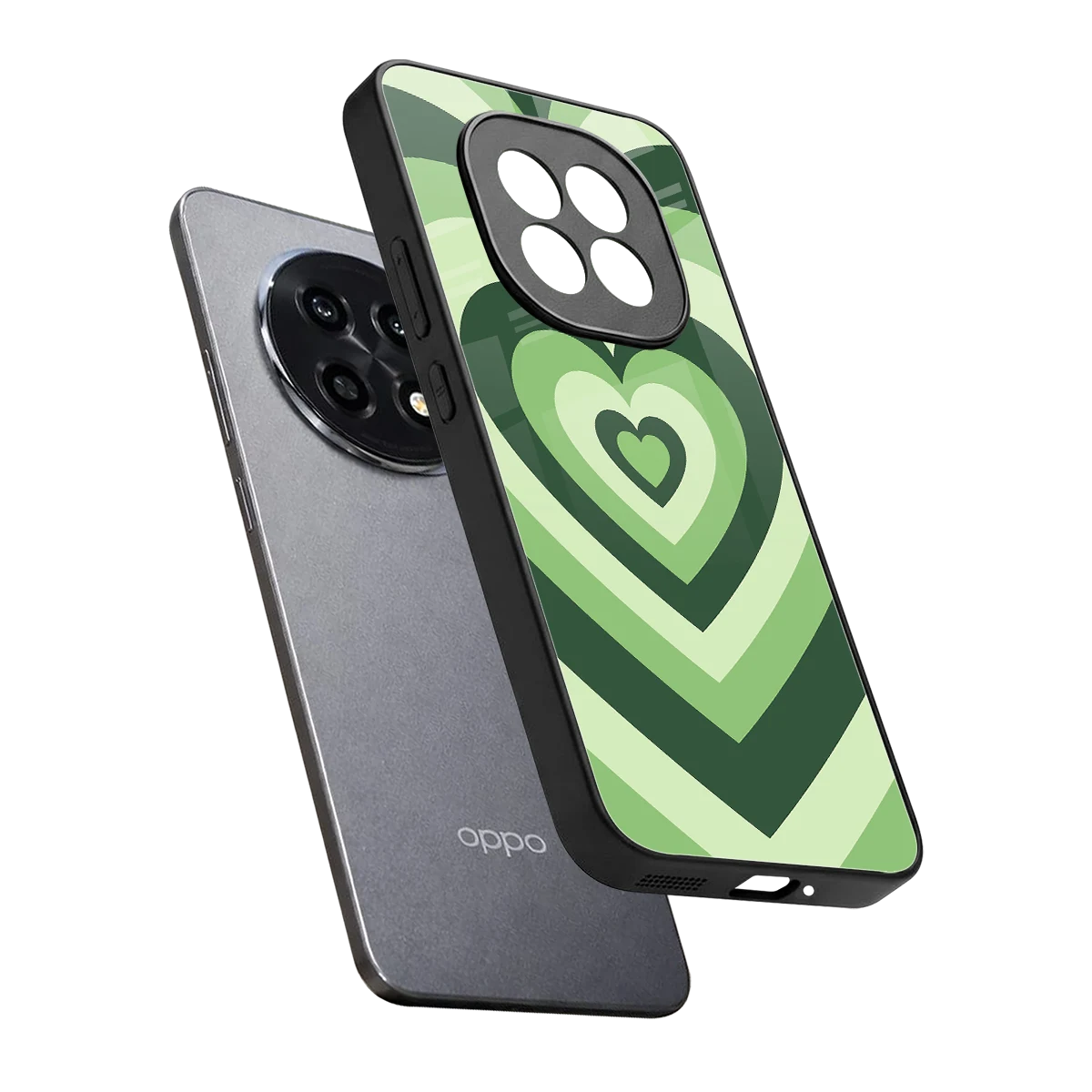 Y2K Green Hearts sleek oppo f29 pro 5g cover with tempered glass back and TPU edges