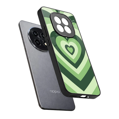 Y2K Green Hearts sleek oppo f29 pro 5g cover with tempered glass back and TPU edges