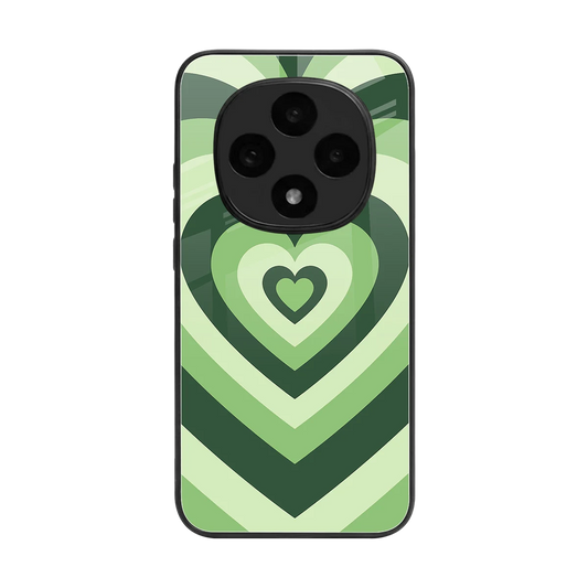Y2K Green Hearts back phone cover | glass case for oppo f31 pro 5g