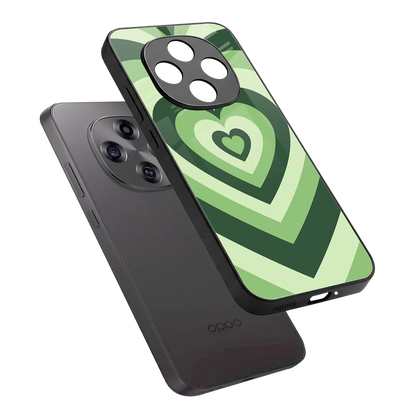 Y2K Green Hearts sleek oppo f31 pro 5g cover with tempered glass back and TPU edges