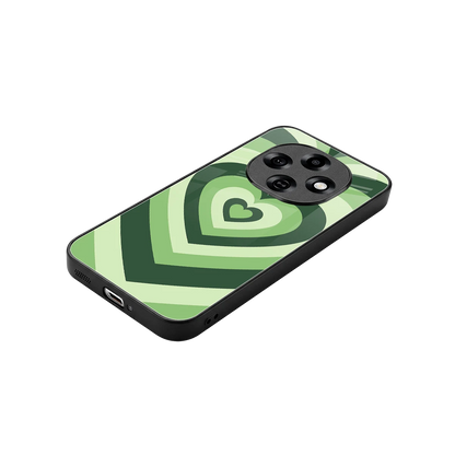 Y2K Green Hearts stylish phone case for oppo f31 pro 5g | glossy glass and slim fit