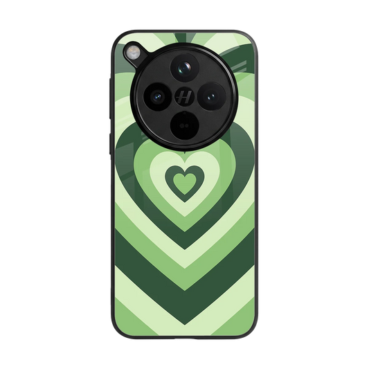 Y2K Green Hearts back phone cover | glass case for oppo find x8