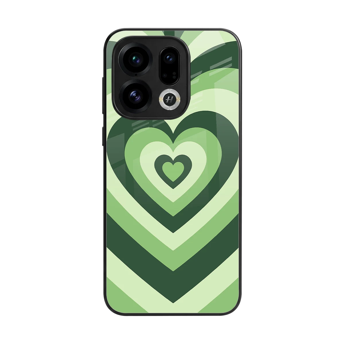 Y2K Green Hearts back phone cover | glass case for oppo find x9