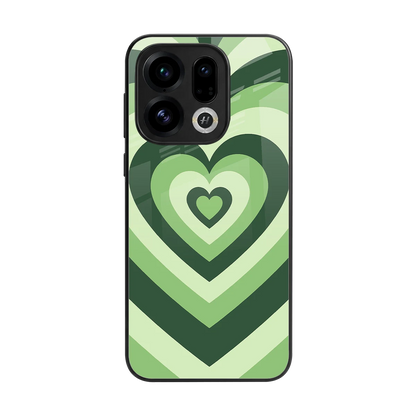 Y2K Green Hearts back phone cover | glass case for oppo find x9