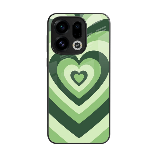 Y2K Green Hearts back phone cover | glass case for oppo find x9