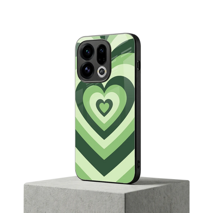 Y2K Green Hearts oppo find x9 mobile cover | shockproof glass phone case