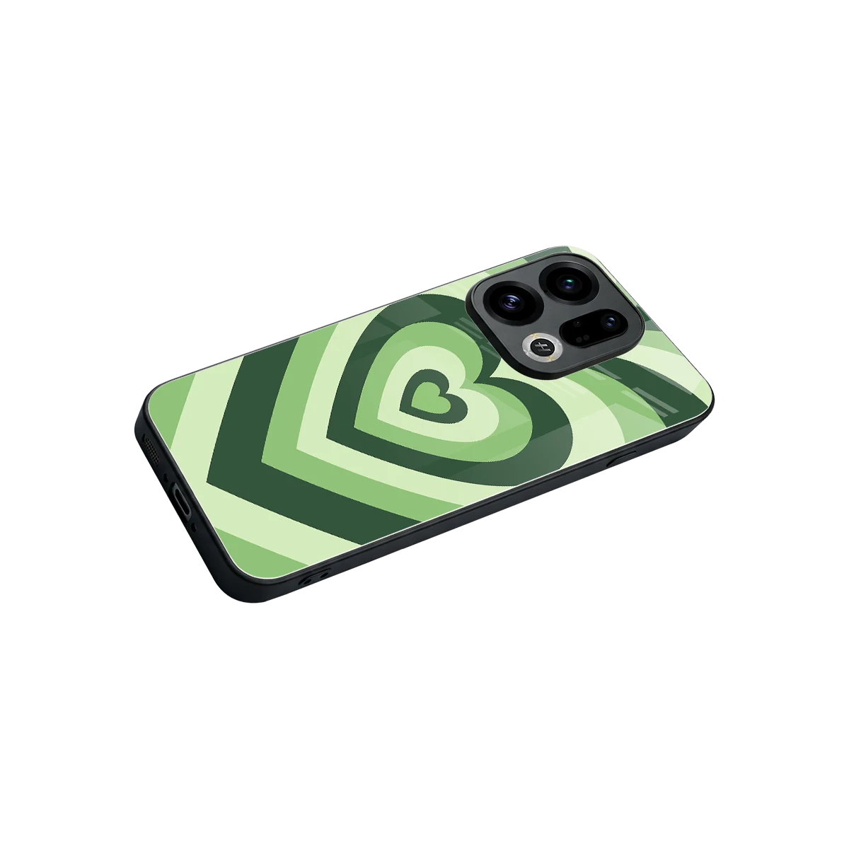 Y2K Green Hearts stylish phone case for oppo find x9 | glossy glass and slim fit