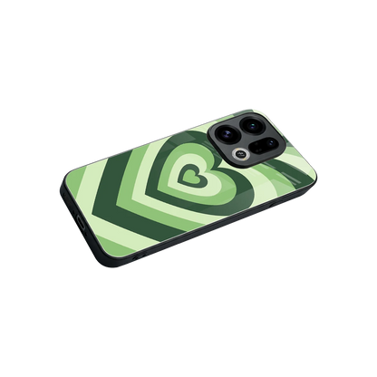 Y2K Green Hearts stylish phone case for oppo find x9 | glossy glass and slim fit