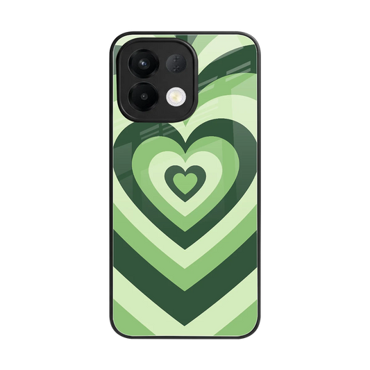 Y2K Green Hearts back phone cover | glass case for oppo k13 5g