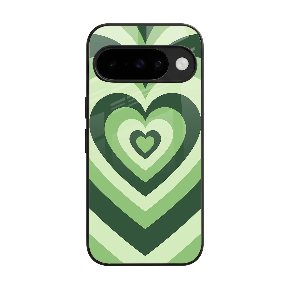 Y2K Green Hearts back phone cover | glass case for google pixel 10