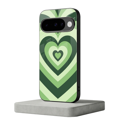 Y2K Green Hearts google pixel 10 mobile cover | shockproof glass phone case