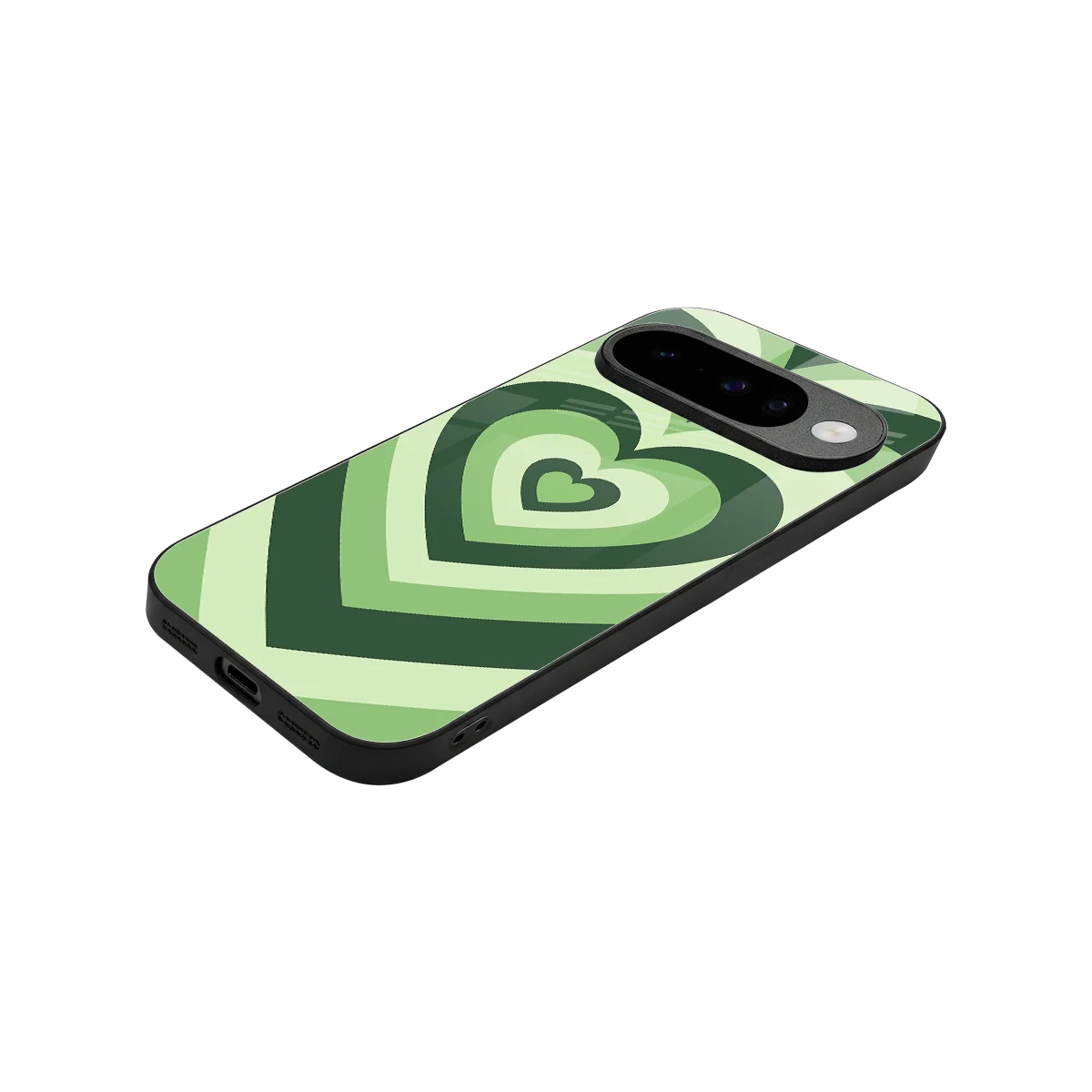 Y2K Green Hearts stylish phone case for google pixel 10 | glossy glass and slim fit