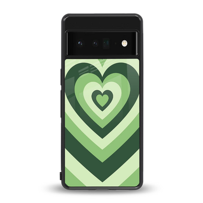 Y2K Green Hearts back phone cover | glass case for google pixel 6 pro