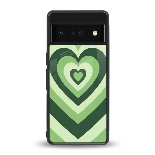 Y2K Green Hearts back phone cover | glass case for google pixel 6 pro