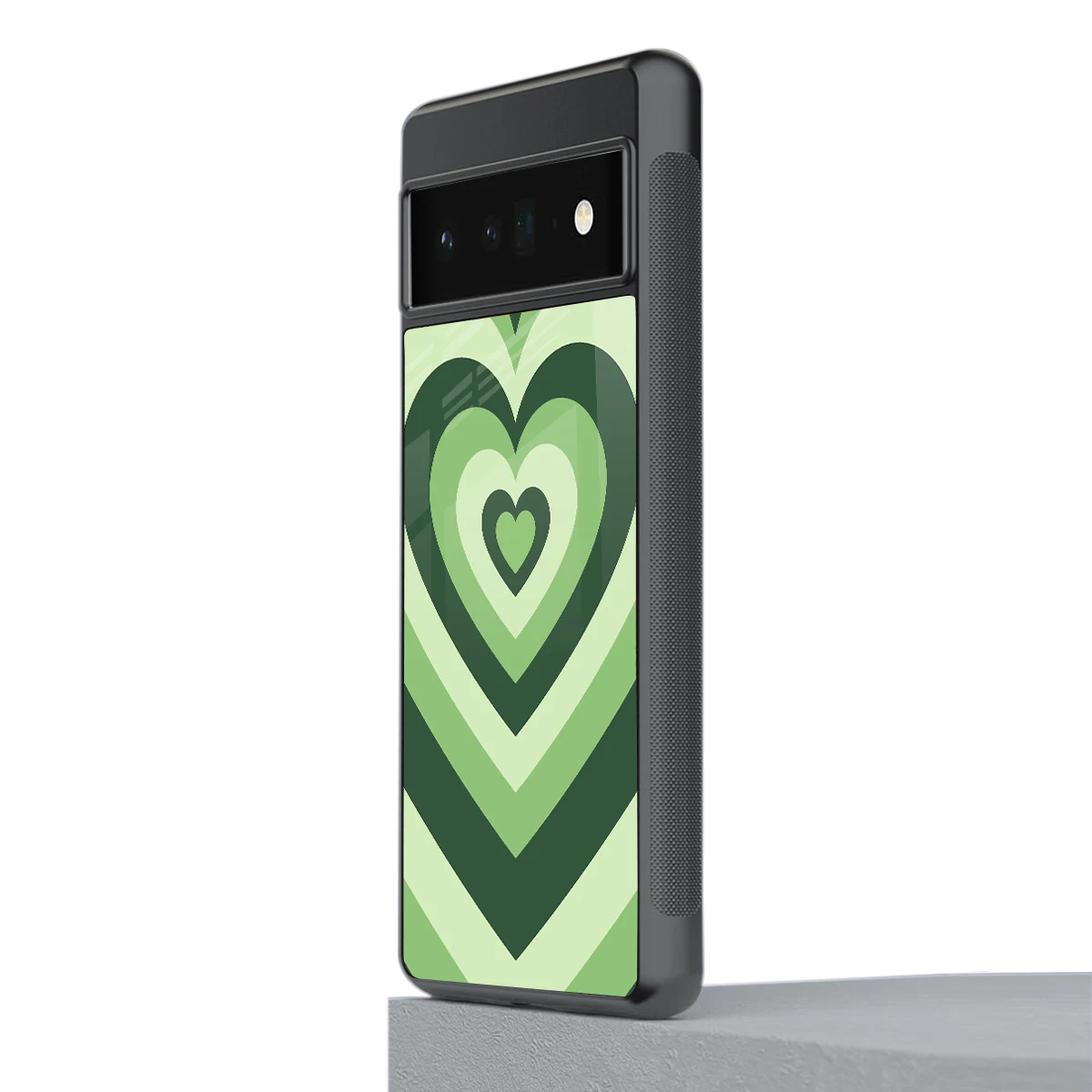 Y2K Green Hearts stylish phone case for google pixel 6 pro | glossy glass and slim fit