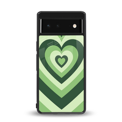 Y2K Green Hearts back phone cover | glass case for google pixel 6
