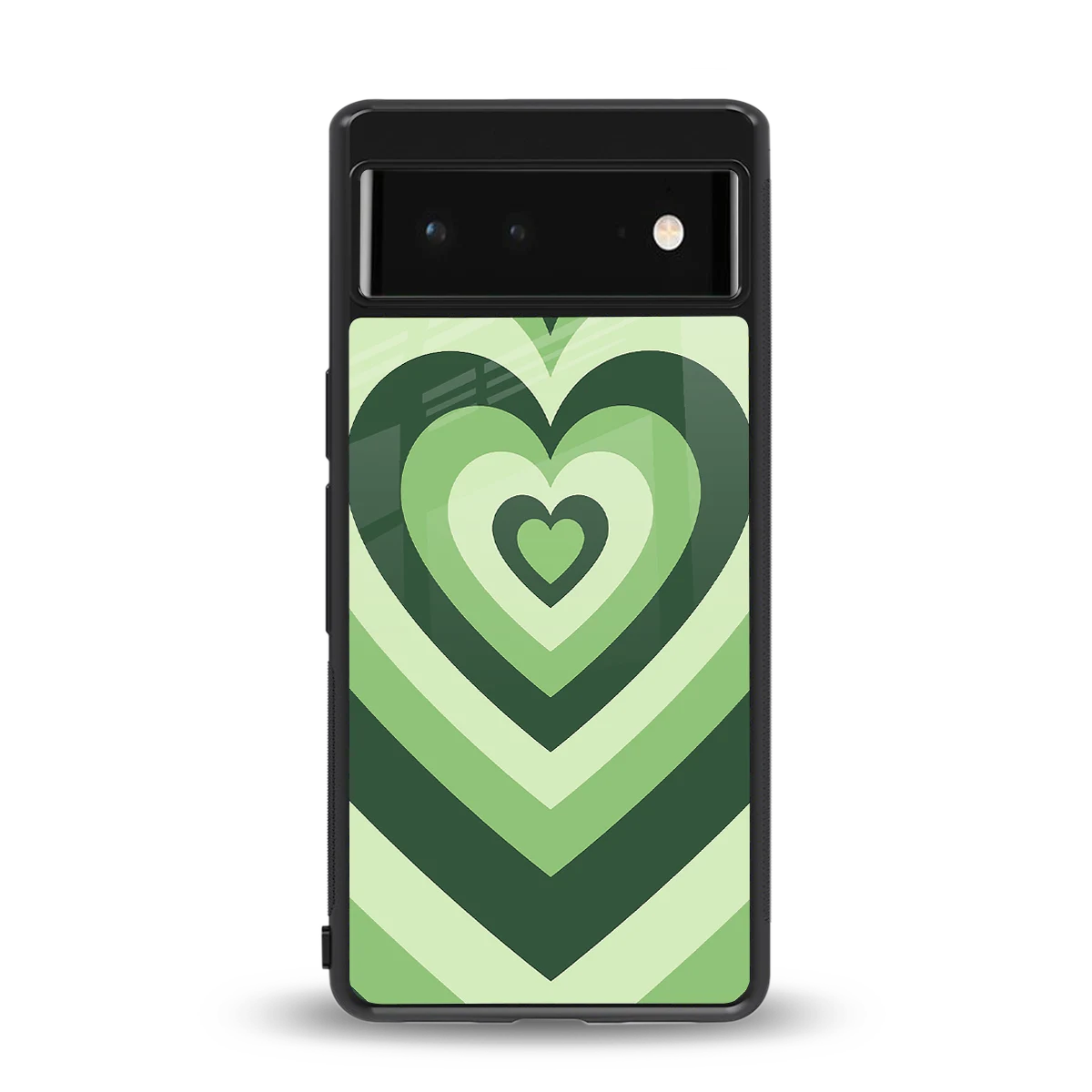 Y2K Green Hearts back phone cover | glass case for google pixel 6a