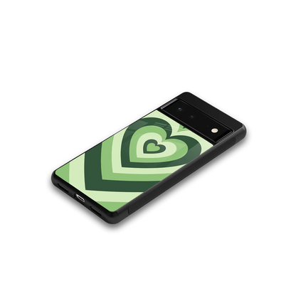 Y2K Green Hearts google pixel 6 mobile cover | shockproof glass phone case