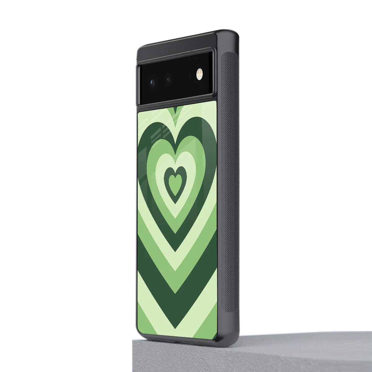 Y2K Green Hearts stylish phone case for google pixel 6a | glossy glass and slim fit