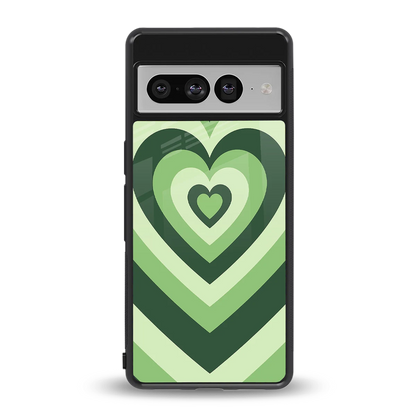 Y2K Green Hearts back phone cover | glass case for google pixel 7 pro