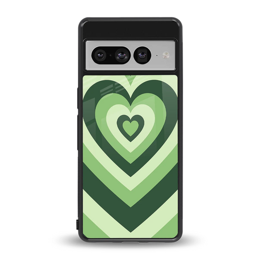 Y2K Green Hearts back phone cover | glass case for google pixel 7 pro