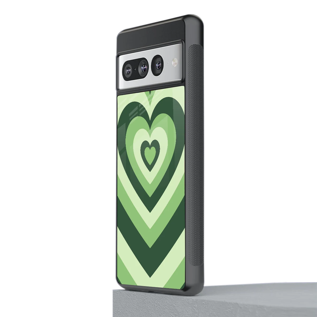 Y2K Green Hearts stylish phone case for google pixel 7 pro | glossy glass and slim fit