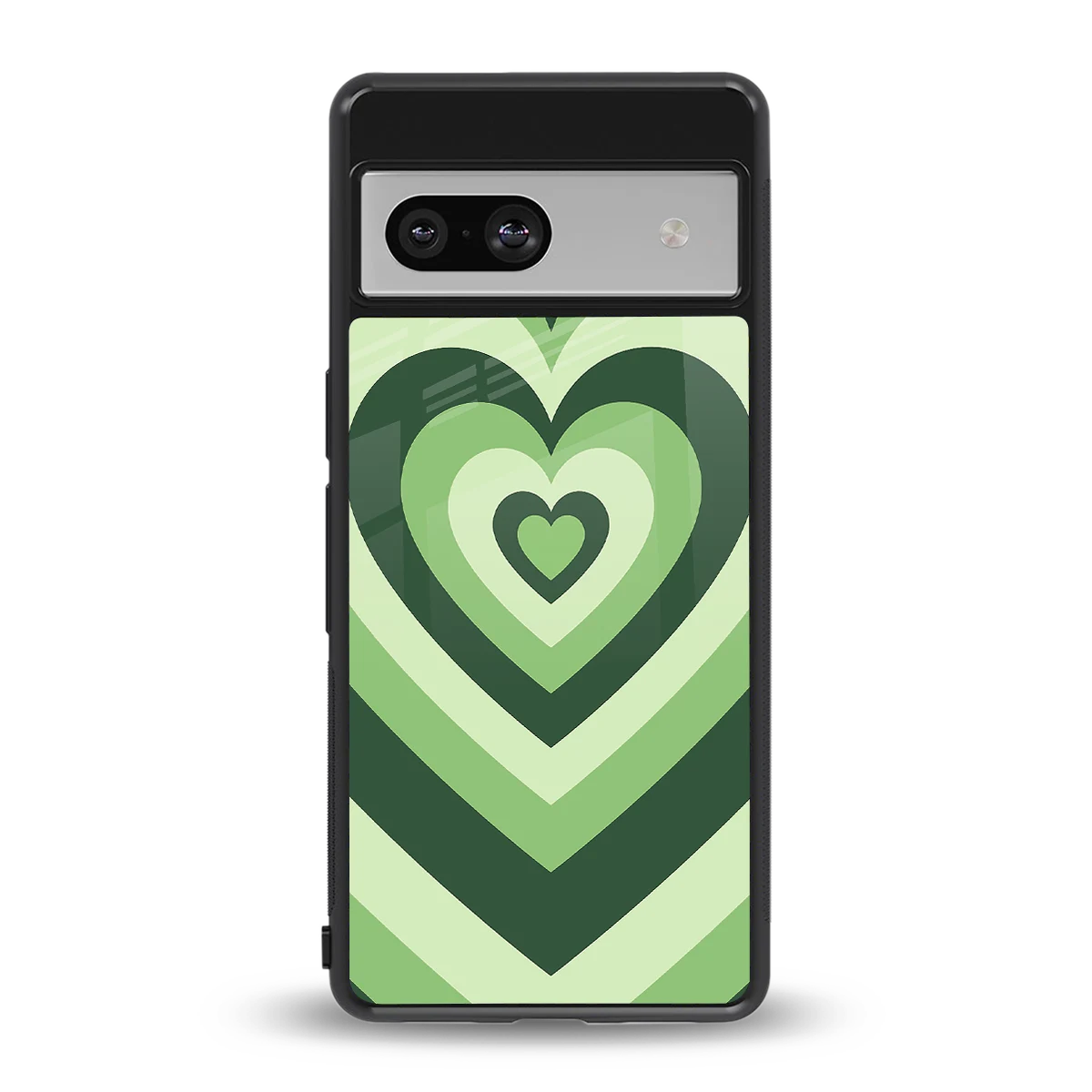Y2K Green Hearts back phone cover | glass case for google pixel 7a
