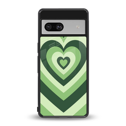 Y2K Green Hearts back phone cover | glass case for google pixel 7a